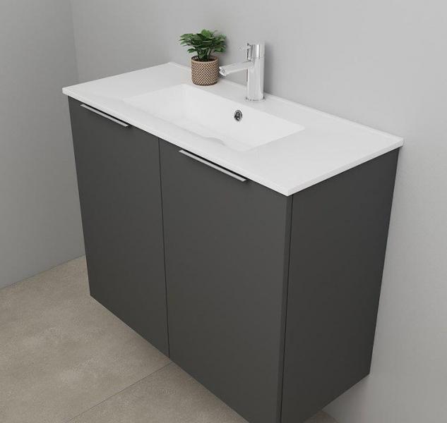 Sanibell Online 80 komplet mini badeværelsesmøbel - Mat grå