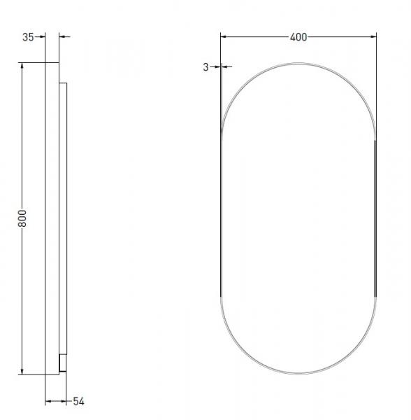 Sanibell Ink SP21 ovalt spejl m/backlight, varme og sensor 40 x 80 - Børstet kobber