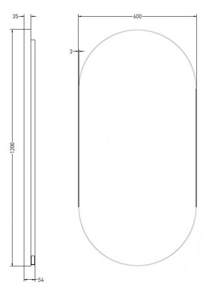 Sanibell Ink SP21 ovalt spejl m/backlight, varme og sensor 60 x 120 - Mat hvid