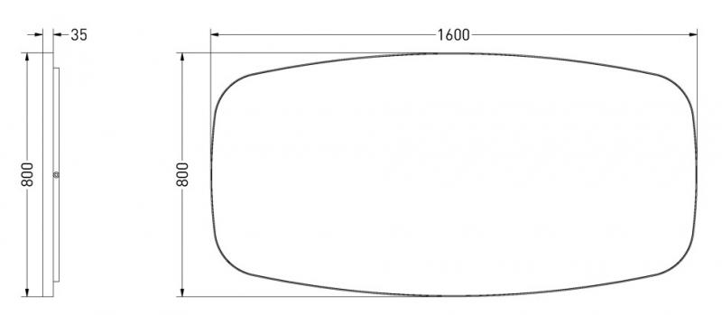 Sanibell Ink SP30 superellipse spejl m/backlight, varme og sensor 160 x 80 cm - Mat sort