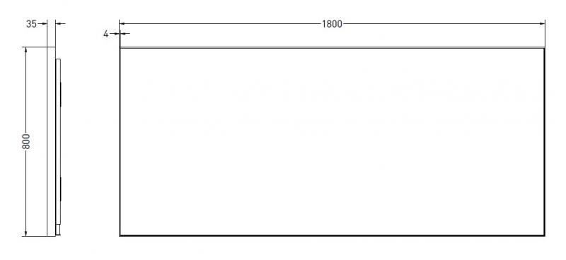 Sanibell Ink SP32 firkantet spejl m/backlight, varme og sensor 180 x 80 cm - Mat hvid