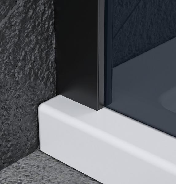 Nortiq fast brusevæg 90x190 - Mørkt glas/mat sort