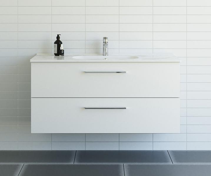 Dansani Mido+ 120 møbelsæt m/Kantate vask - Mat hvid