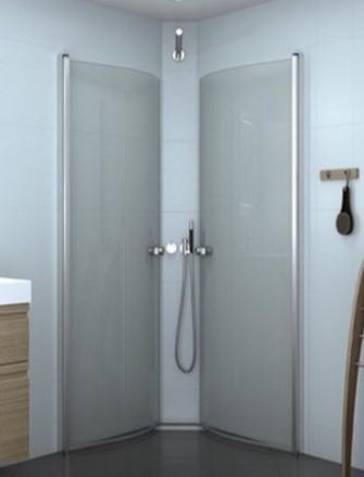 Dansani Match E+E rund brusehjørne - 100x100 cm - Klart glas/matkrom