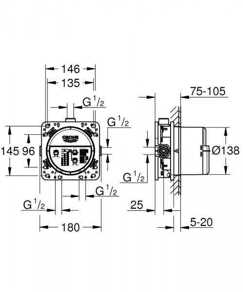 Grohe komplet indbygningspakke til badekar - Børstet Cool Sunrise Grohe komplet indbygningspakke til badekar - Børstet Cool Sunrise