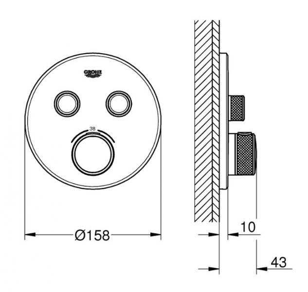 Grohe SmartControl komplet indbygningspakke til badekar - Krom/rund