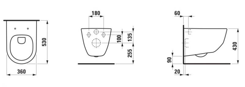 Laufen Pro Rimless toiletpakke inkl. sæde m/soft-close, cisterne og krom betjening