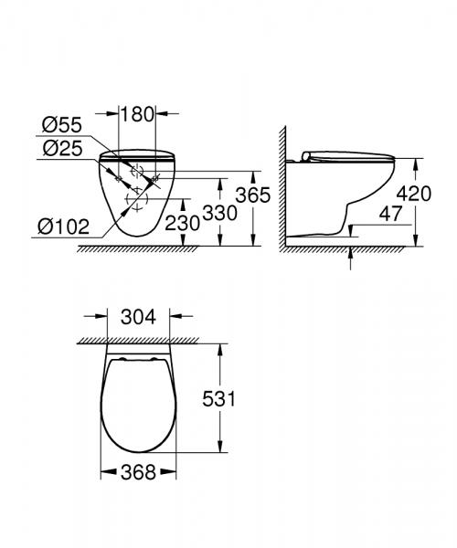 Grohe Bau Rimless hængeskål m/ softclose sæde