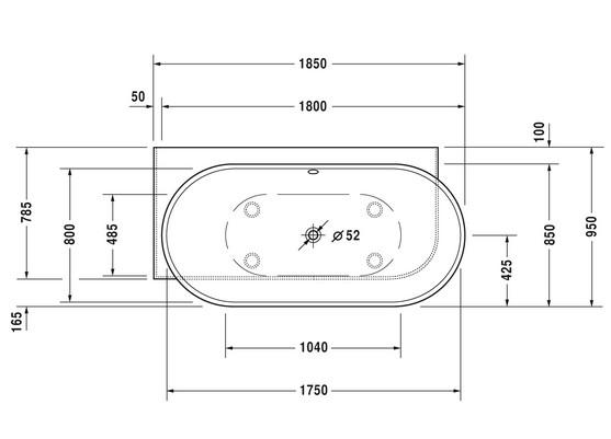 Duravit Luv hjørnebadekar- 1850x950mm med panel - Mat hvid - Venstre