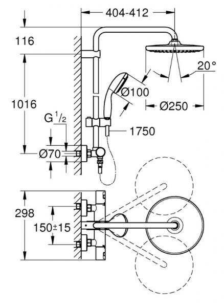 Grohe Vitalio Start System 250 komplet brusesystem - Mat sort