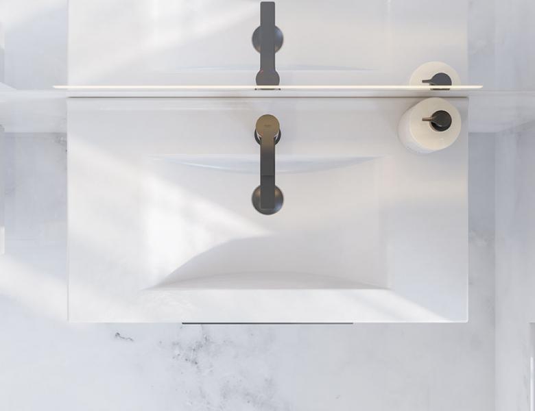 Dansani Mido+ Classic 81 møbelsæt m/Amber vask og 2 skuffer - Striber/mat hvid Dansani Mido+ Classic 81 møbelsæt m/Amber vask og 2 skuffer - Striber/mat hvid