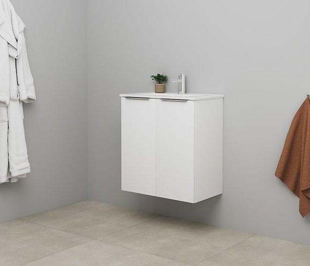 Sanibell Online 60 komplet mini badeværelsesmøbel - Flatpack - Mat hvid