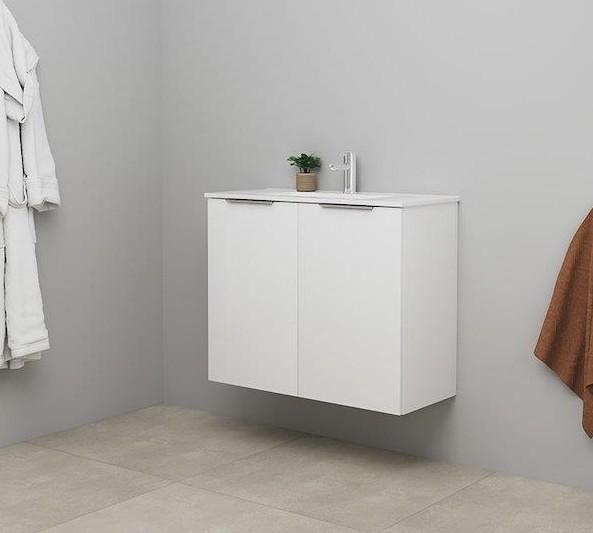 Sanibell Online 80 komplet mini badeværelsesmøbel - Flatpack - Hvid højglans