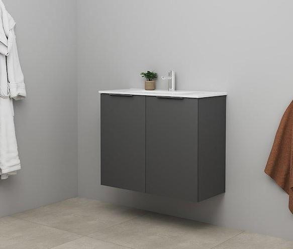 Sanibell Online 80 komplet mini badeværelsesmøbel - Flatpack - Mat grå