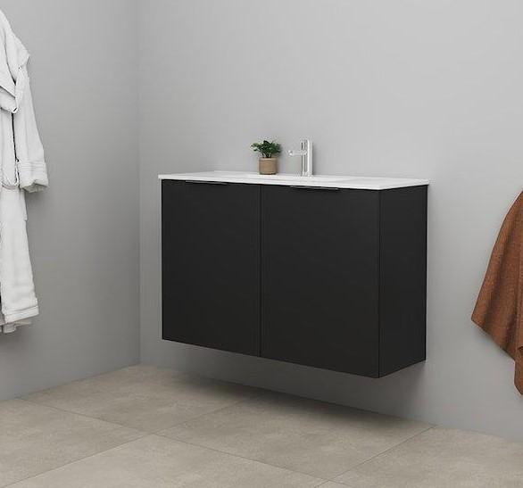 Sanibell Online 100 komplet mini badeværelsesmøbel - Mat sort