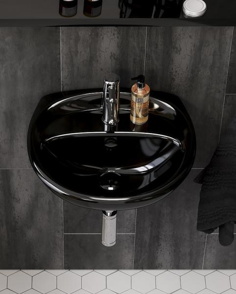 Gustavsberg Estetic 50 håndvask t/væg - Sort - 1 hanehul - Ceramic+