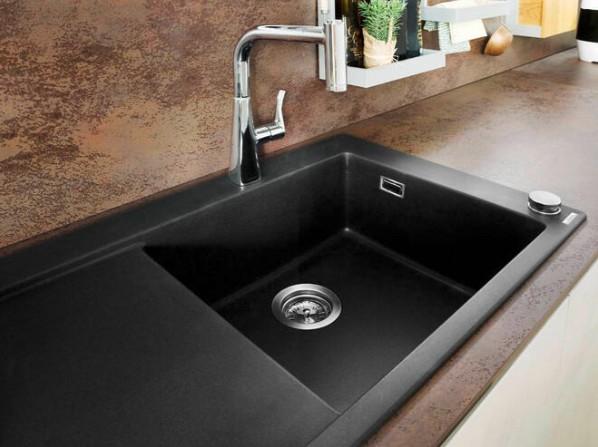 Hansgrohe S514-F450 SilicaTec granit køkkenvask - Graphiteblack - Vask til højre