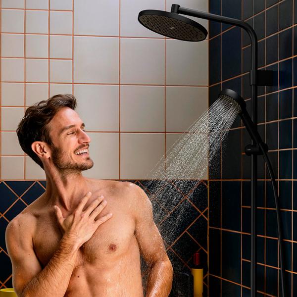 hansgrohe Activera S 240 Showerpipe 1jet m/Ecosmart og Ecostat Fine Varia - Mat sort