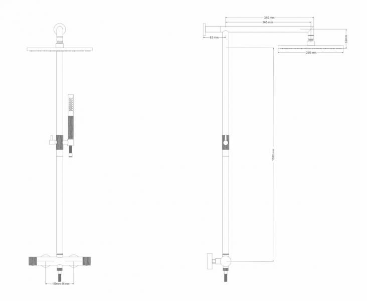 Cassøe Crystal Cut komplet brusesystem - T8 - Mat sort