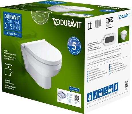 Duravit No.1 Compact Rimless hængeskål inkl. toiletsæde m/softclose