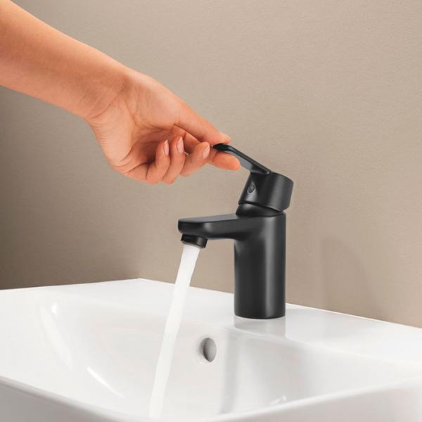 Grohe Get S håndvaskarmatur Eco m/Koldstart og push-open bundventil - Mat sort Grohe Get S håndvaskarmatur Eco m/Koldstart og push-open bundventil - Mat sort
