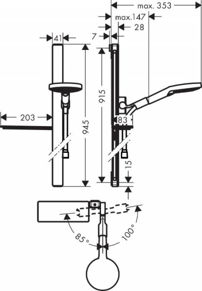 Hansgrohe Select S 120 ECO brusesæt - 90cm