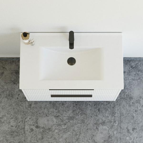 Dansani Mido+ Classic 81 møbelsæt m/Amber vask og 2 skuffer - Striber/mat hvid Dansani Mido+ Classic 81 møbelsæt m/Amber vask og 2 skuffer - Striber/mat hvid