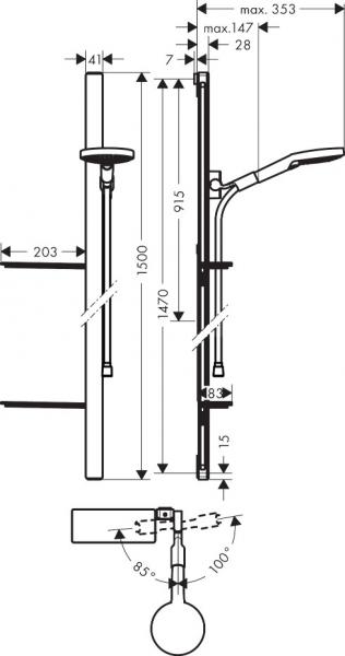 Hansgrohe Select S 120 brusesæt 150cm. krom