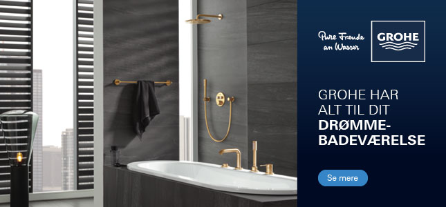 Indbygget brusesystem i b&oslash;rstet messing